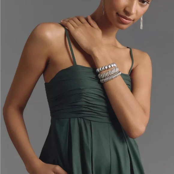 NWT Anthropologie Hutch- Forest Green Spaghetti Strap Wide-Leg Jumpsuit - Picture 3 of 5